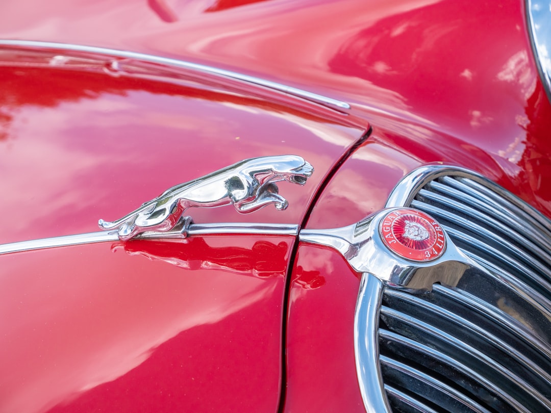 a close up of a car's headlight